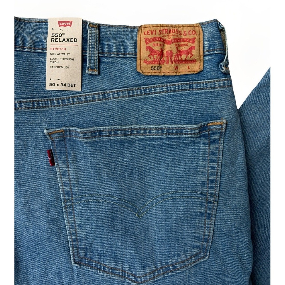 Levi's 550 Relaxed Stretch Jeans Men's 50x34 Big And Tall Med Wash